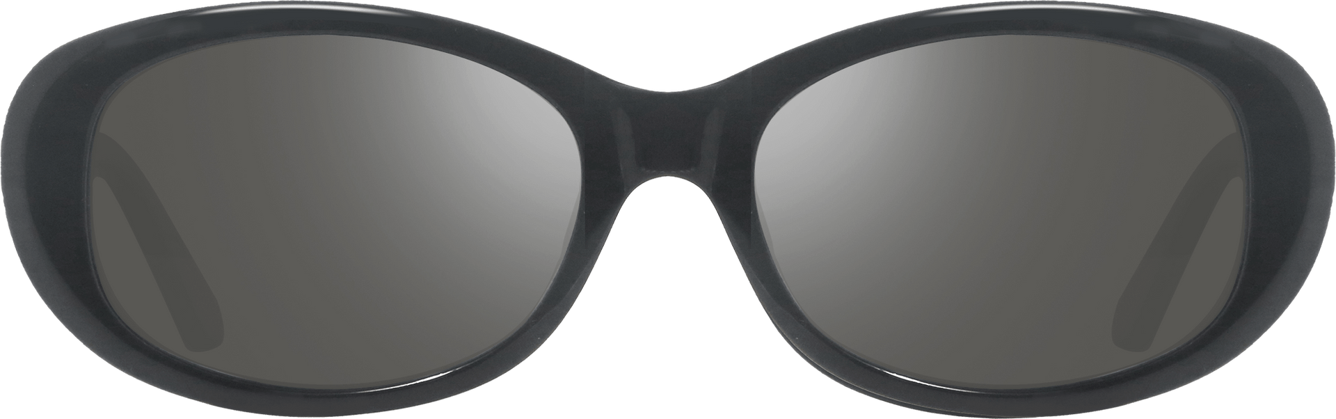 Black sunglasses with dark lenses on a white background